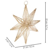 Product LED Decorative Star made of wire for hanging, 20 LEDs, warm white, indoor, 22cm