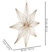 Product LED decorative star made of wire for hanging, for indoor use, battery operated, 51cm