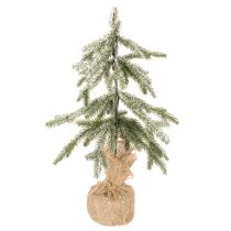 Product Artificial plant with snow, LED Christmas tree in a jute sack, battery operated, for indoor use, 50cm
