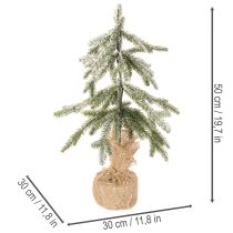 Product Artificial plant with snow, LED Christmas tree in a jute sack, battery operated, for indoor use, 50cm