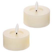 Product LED tea light, warm white, flickering effect and timer, real wax, battery operated, 7cm, 2 pieces