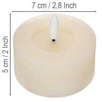 Product LED tea light, warm white, flickering effect and timer, real wax, battery operated, 7cm, 2 pieces