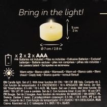 Product LED tea light, warm white, flickering effect and timer, real wax, battery operated, 7cm, 2 pieces