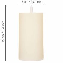Product LED pillar candle made of real wax in white with timer function, warm white, 15cm