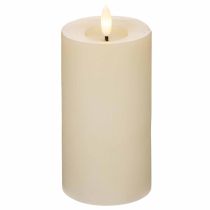 Product LED pillar candle made of real wax in white with timer function, warm white, 15cm