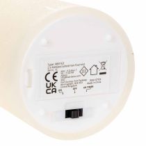 Product LED pillar candle made of real wax in white with timer function, warm white, 15cm