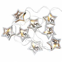 LED light chain wooden stars battery operated
