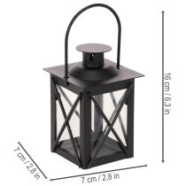 Product Black lantern with handle for tea light, 16cm, 2 pieces