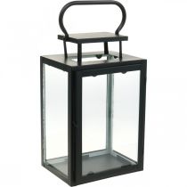 Decorative lantern black metal, rectangular glass lantern 19x15x30.5cm