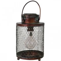 Metal lantern, solar lamp, LED, antique optics Ø13.5cm H28.5cm