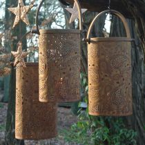 Metal lantern with patina, summer decoration, lantern set with paisley pattern Ø20 / 19 / 14cm H23.5 / 17 / 12.5cm