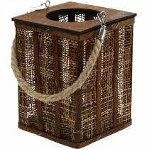 Lantern with braided pattern, candle decoration to hang, wooden lantern H41cm