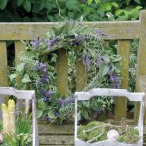 Mediterranean lavender wreath Ø50cm, artificial flower wreath with lavender and rosemary