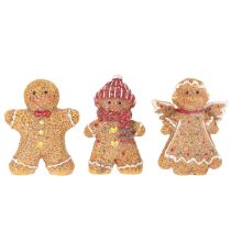 Product Artificial gingerbread man decorative figure, 8cm, 3 pieces