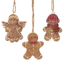 Product Decorative Hanging Ornaments, Artificial Gingerbread Figures, 7cm, 3 Pieces
