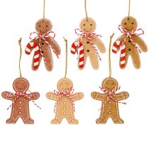 Product Gingerbread man decoration for hanging wood fiber assorted 8cm 12pcs