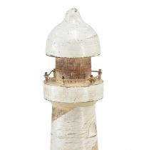 Product Lighthouse Wood Maritime Decoration Natural White Ø10.5cm H28.5cm