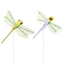 Product Dragonfly Decoration on Wire Summer Yellow Purple 8x8cm 12 pcs