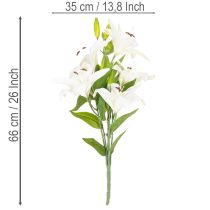 Product Artificial lilies, 6 white blossoms, realistic flowering branch, 66cm