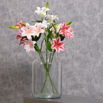 Product Artificial lily flower, realistic replica, durable decoration for living spaces, 66cm, 2 pieces