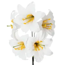 Product Artificial lily flower, white, on wire, medium size, 35cm, 5 pieces