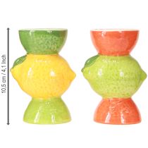 Product Lime and lemon decorative candle holder ceramic H10.5cm 2pcs