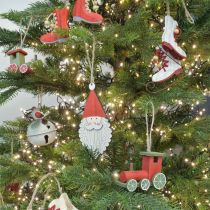 Locomotive Christmas tree decorations wood red, green 8.5 × 4 × 7cm 4pcs