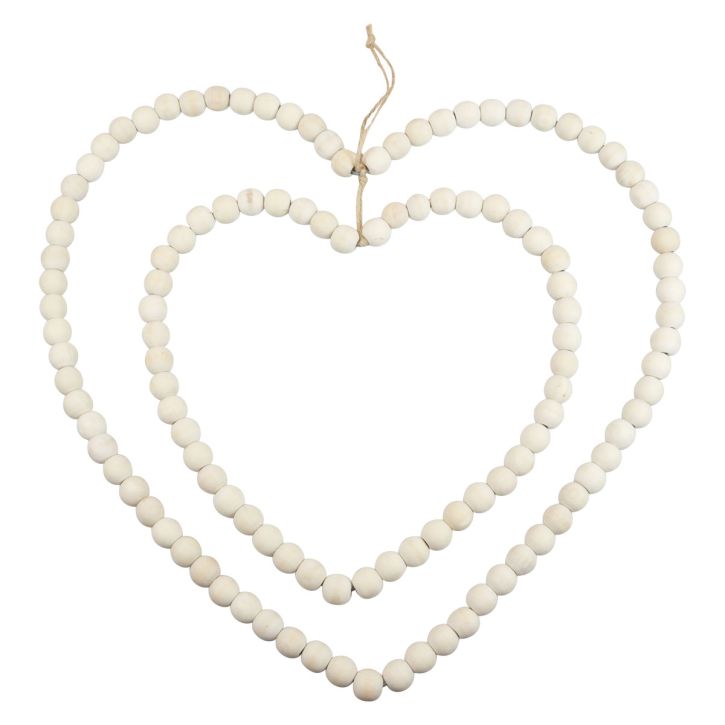 Product Loop decorative ring heart made of wooden beads hanging decoration 38×40.5cm