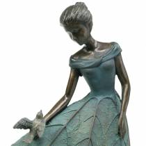 Garden figure girl in flower dress bronze/green H52.5cm