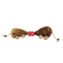 Product Mice pair with magnets made of wood nature 4pcs
