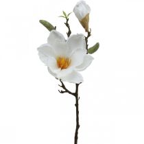 Magnolia white artificial flower with buds on deco branch H40cm