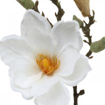 Magnolia white artificial flower with buds on deco branch H40cm