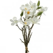 Artificial magnolia branches white deco branch H40cm 4pcs in bunch