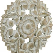 Floral mandala, wooden decoration to place, summer decoration, table decoration shabby chic natural, white H54.5cm Ø34cm