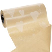 Product Cuff paper 25cm 100m natural hearts – Wet-strength florist paper