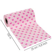 Product Cuff paper with heart motif, pink, 25cm, 100m