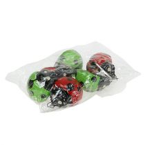 Product Ladybug with clip 4.5cm red, green 6pcs