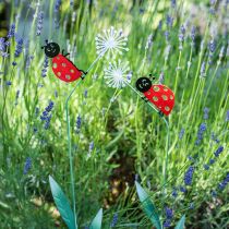 Decorative plug ladybug, spring decoration, dandelion with beetle, metal plug L55cm set of 3