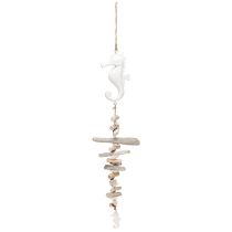 Product Maritime Decoration Garland Driftwood Shells Seahorse White 55cm