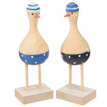 Product Maritime Decoration Seagulls Made of Wood Blue Dark Blue H14cm 6 Pcs
