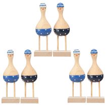 Product Maritime Decoration Seagulls Made of Wood Blue Dark Blue H14cm 6 Pcs