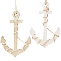 Product Maritime Wooden Anchor for Hanging White Natural 13.5×20cm 2 pcs