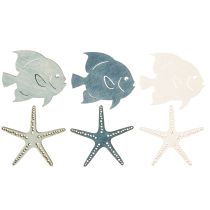 Product Maritime scatter decoration wooden table decoration starfish fish 4 cm 72 pcs