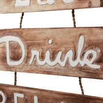 Product Nautical wall decoration wooden sign &quot;Eat Drink Relax Be Happy&quot; Natural White Vintage Shabby Chic 38×54cm