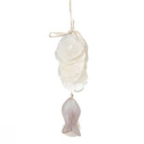 Product Maritime decoration hanger Capiz shell with fish white 39cm