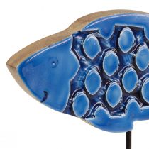 Product Maritime decorative wooden fish on stand blue 25cm × 24.5cm