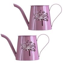 Product Metal decorative watering can, pink dandelion design, 12cm, 2 pieces