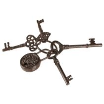 Product Metal Decorative Key Bunch with Lock Brown H22cm