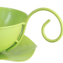 Product Metal decorative cup, apple green, with saucer, H8cm Ø11.5cm, 2 pieces