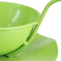 Product Metal decorative cup with saucer light green H8cm Ø11.5cm 2pcs